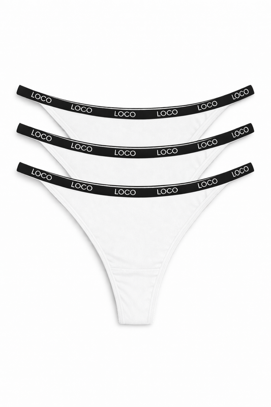 LOCO String 3er Pack (organic) - White
