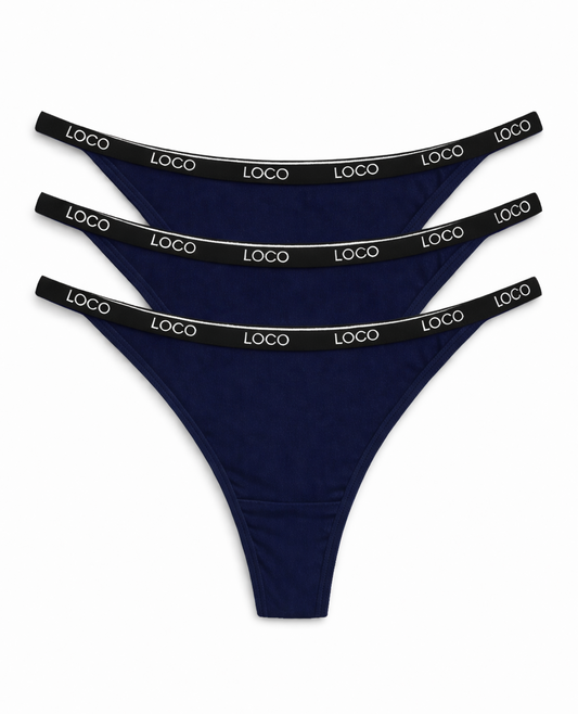 LOCO String 3er Pack (organic) - French Navy